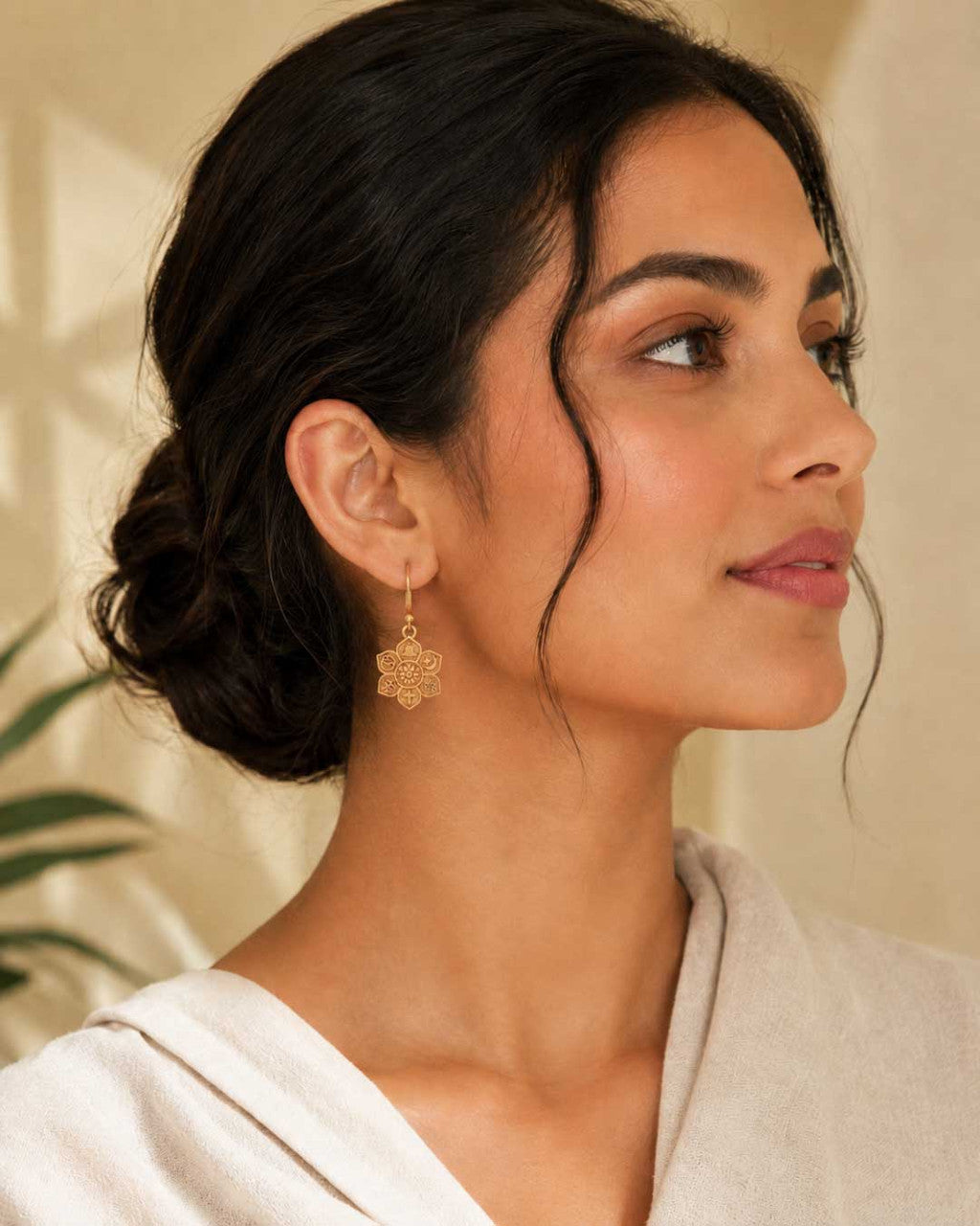 Coexist Lotus Earrings — 18K Gold Plated Brass Symbol Drops - Earrings