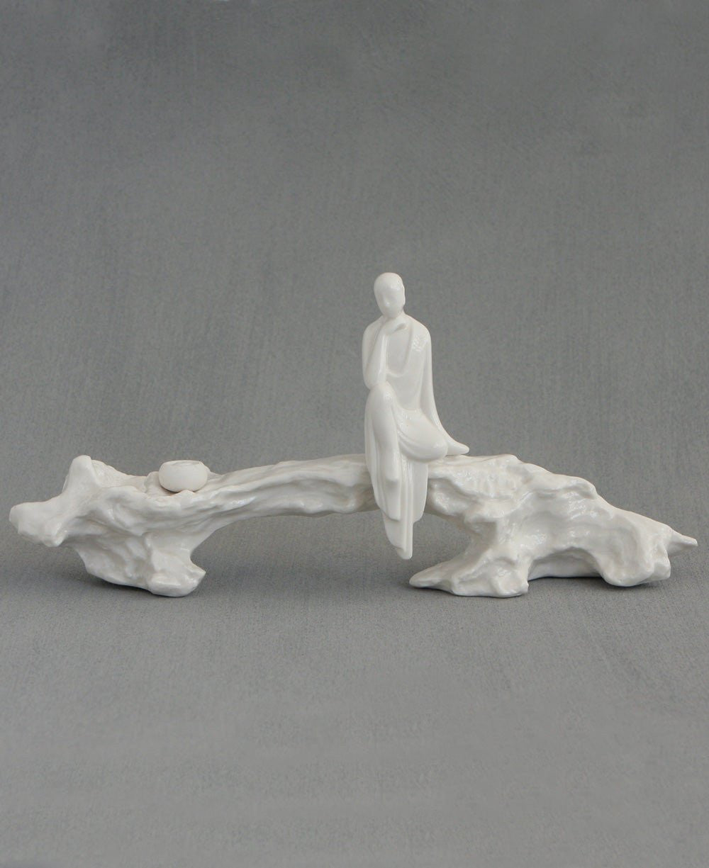 Contemplative Zen Monk Incense Stand and Statue - Sculptures & Statues
