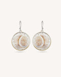 Crescent Moon Disc Earrings — Textured Silver-Plated Bronze - Earrings