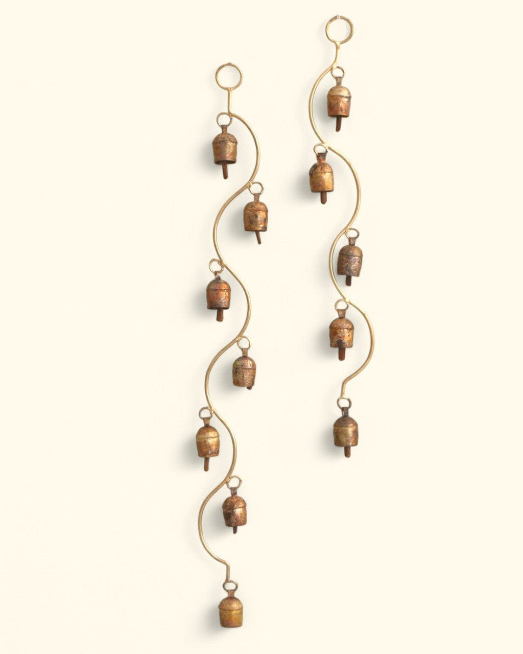 Curved Stem Wind Chime with Indian Bells, Fairtrade - Wind Chimes 7 Bells