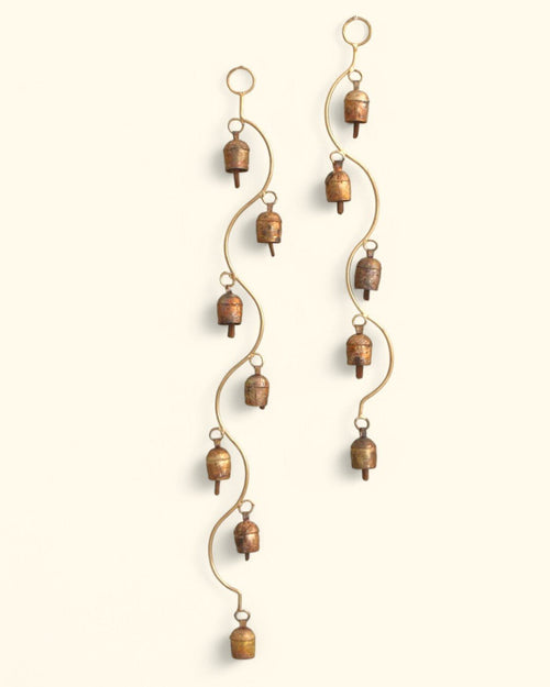 Curved Stem Wind Chime with Indian Bells, Fairtrade - Wind Chimes 7 Bells
