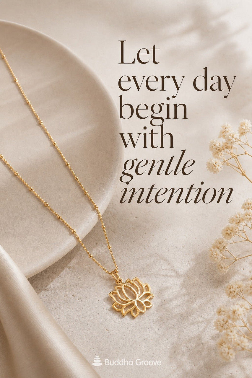 Dainty Gold-Plated Lotus Bloom Necklace — Satellite Chain - Necklace