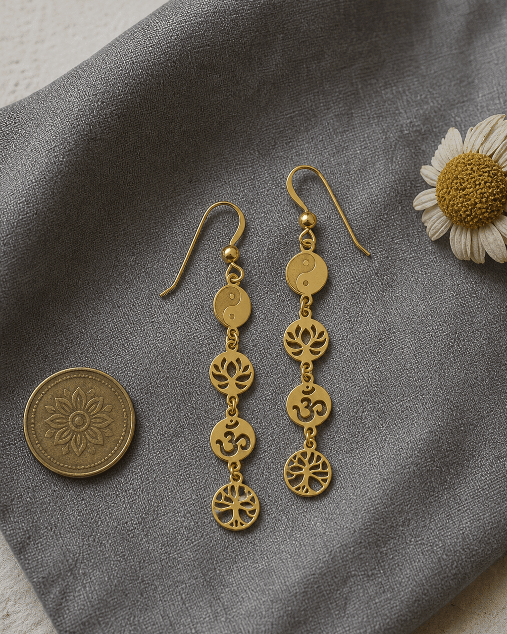 Dainty Meaningful Symbols Link Gold Plated Earrings - Earrings
