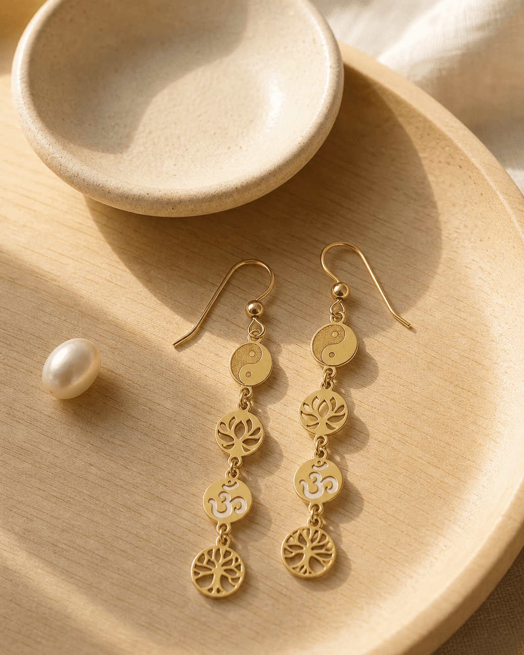 Dainty Meaningful Symbols Link Gold Plated Earrings - Earrings