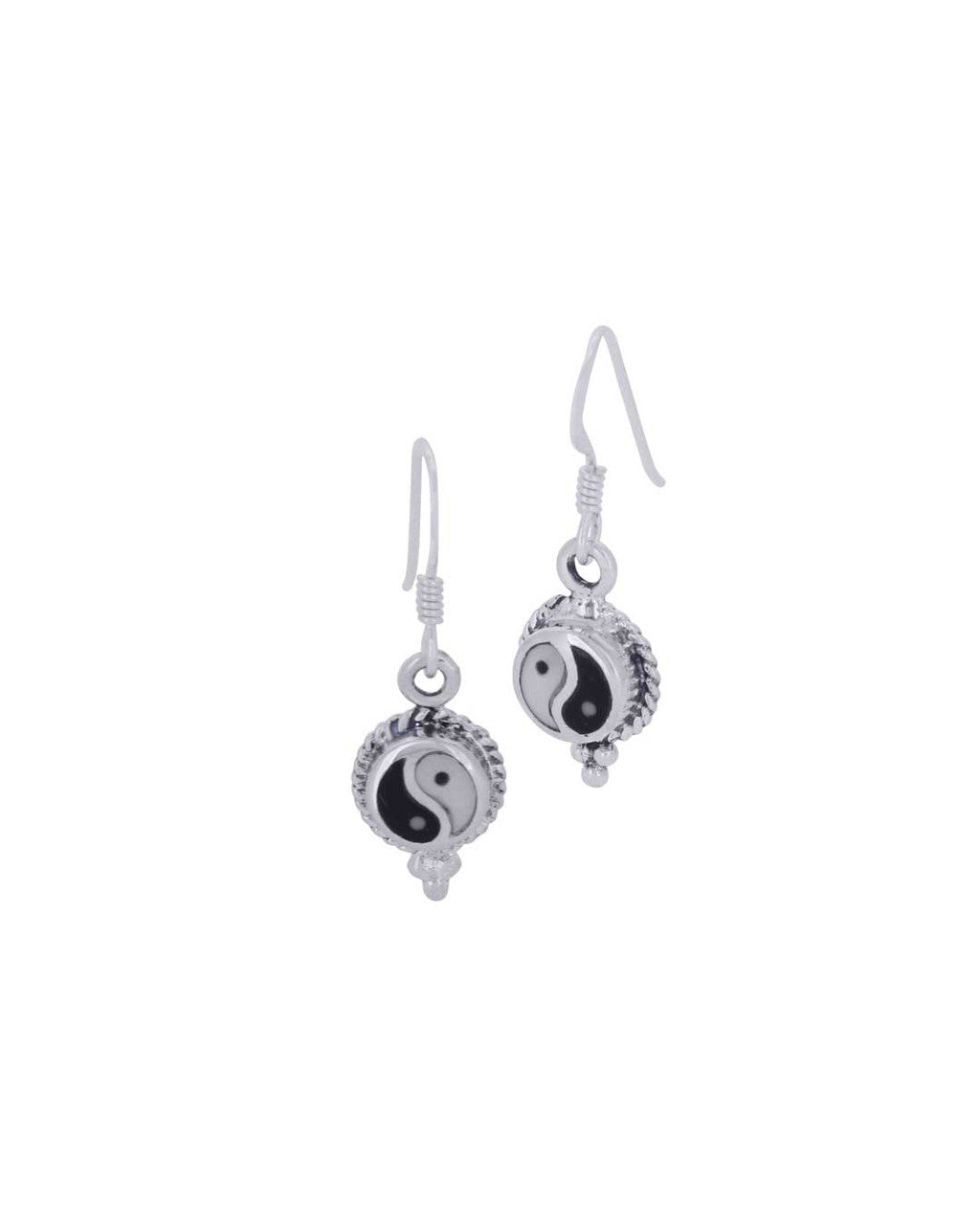 Dainty Yin Yang Earrings with Black Onyx and Mother of Pearl - 