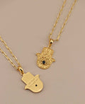 Divine Protection Hamsa Hand Necklace With Black Onyx Gemstone - Necklaces