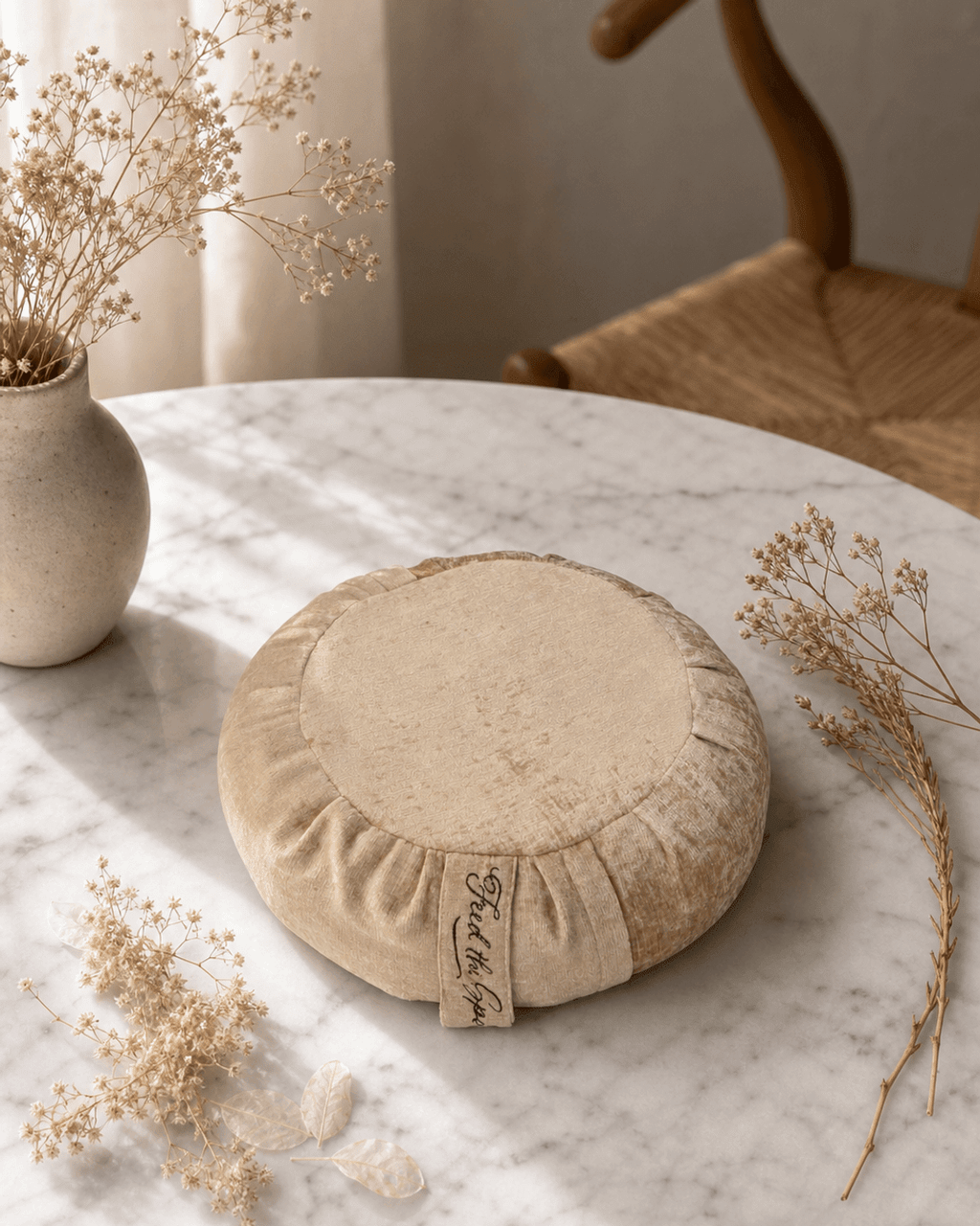 Earth Brown Chenille Zafu Cushion - Massage Cushions Light Brown