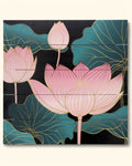 Elegant Pink Lotus Wooden Panel Wall Art, 18" - Posters, Prints, & Visual Artwork