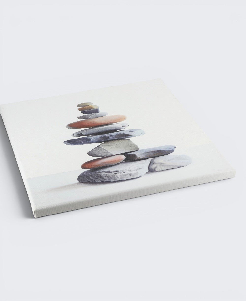 Eleven - Stone Zen Cairn Canvas Print — 12 - Inch Wood Framed Wall Art - Wall Hanging