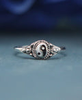 Embellished Yin Yang Ring, Sterling Silver - Rings Size 6