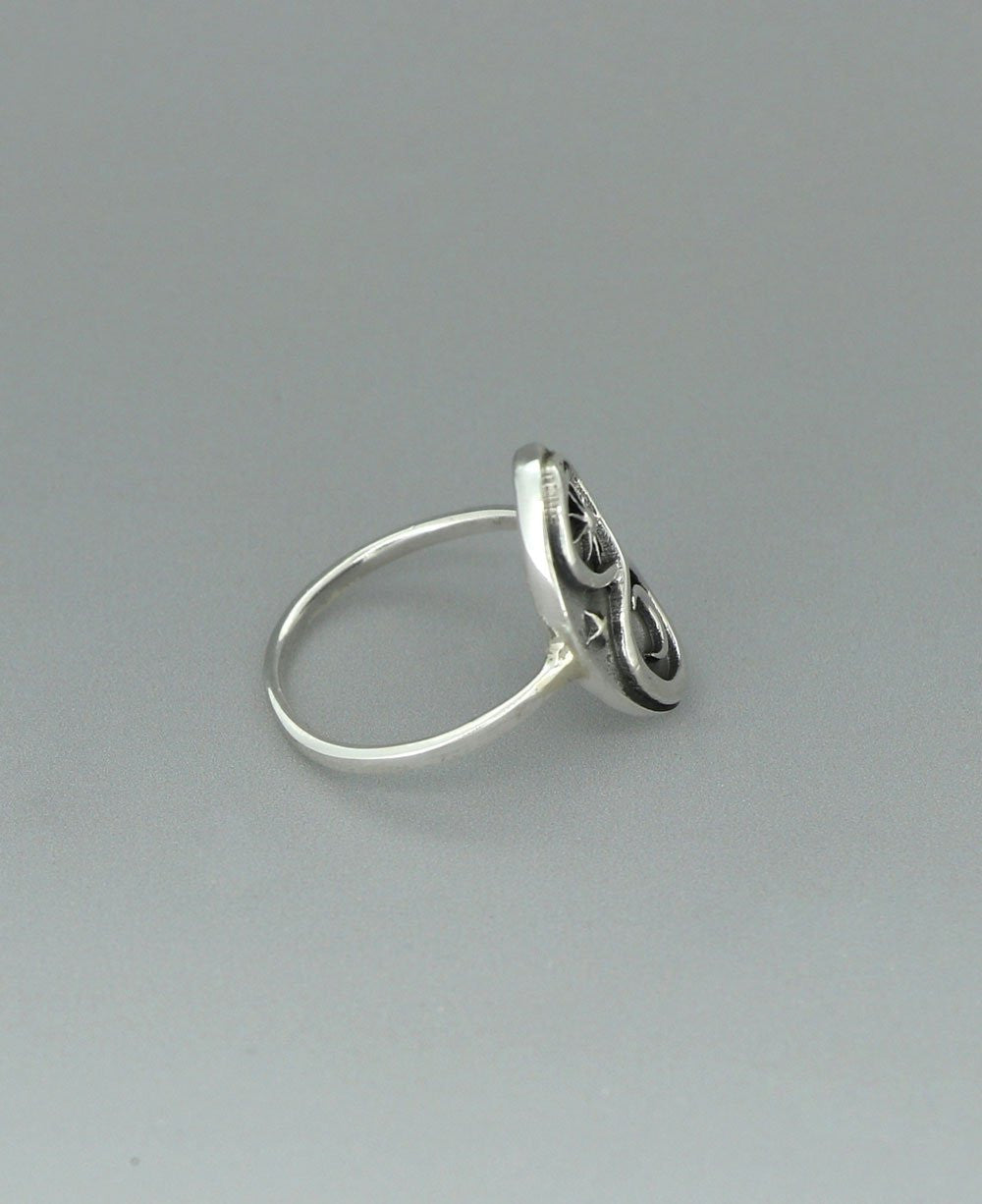 Endless Energy Sun and Moon Infinity Snake Sterling Silver Ring - Rings Size 6