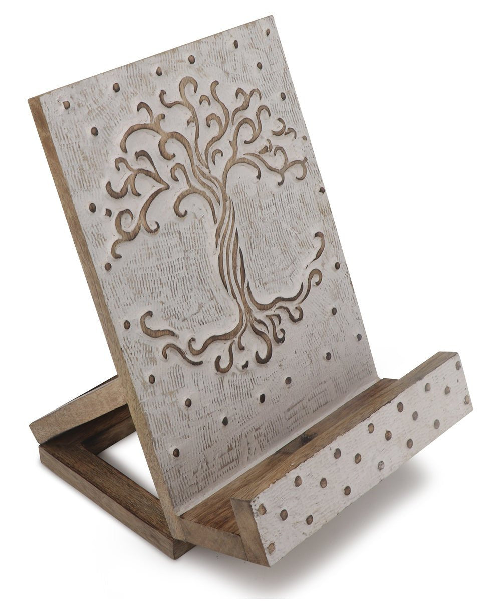 Fair Trade Carved Tree of Life Tablet And Book Stand - Book Stands & Rests