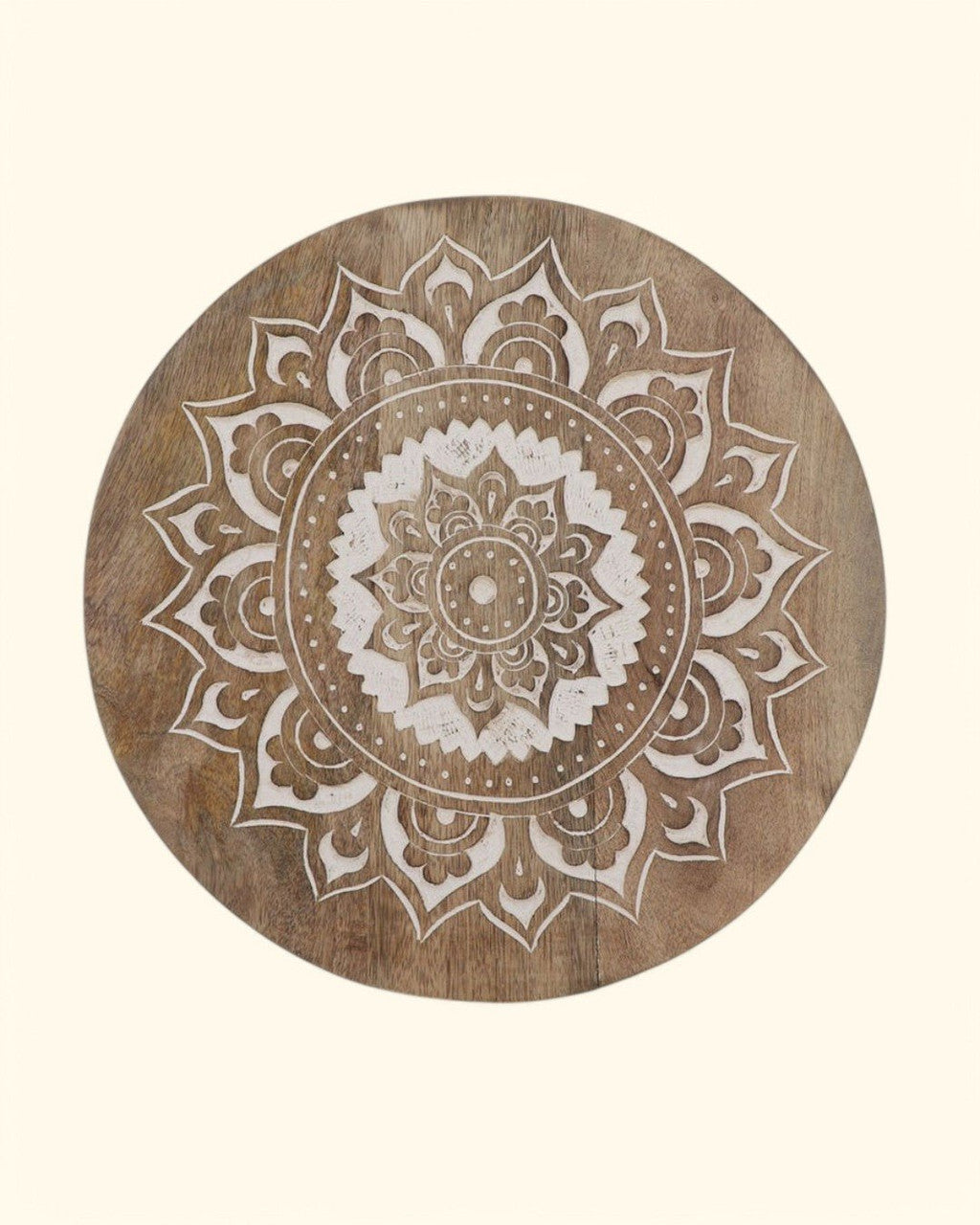 Fairtrade And Hand Carved Wood Mandala Round Wall Hanging - Posters, Prints, & Visual Artwork