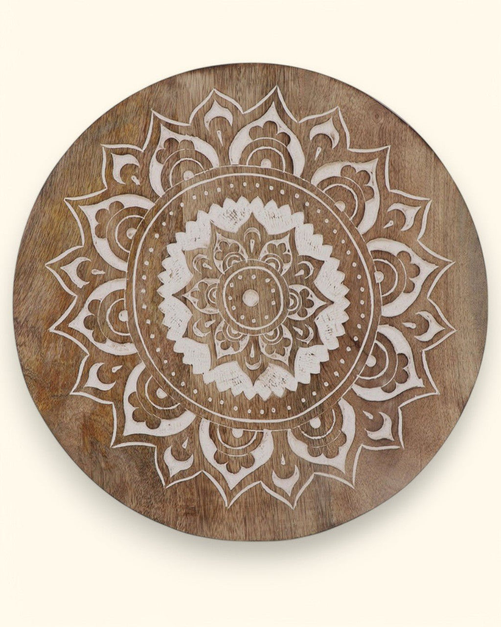 Fairtrade And Hand Carved Wood Mandala Round Wall Hanging - Posters, Prints, & Visual Artwork