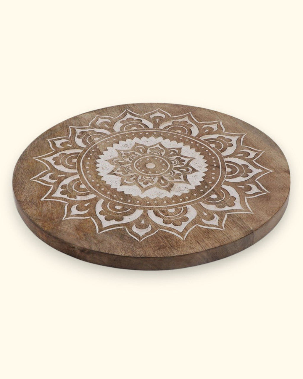 Fairtrade And Hand Carved Wood Mandala Round Wall Hanging - Posters, Prints, & Visual Artwork