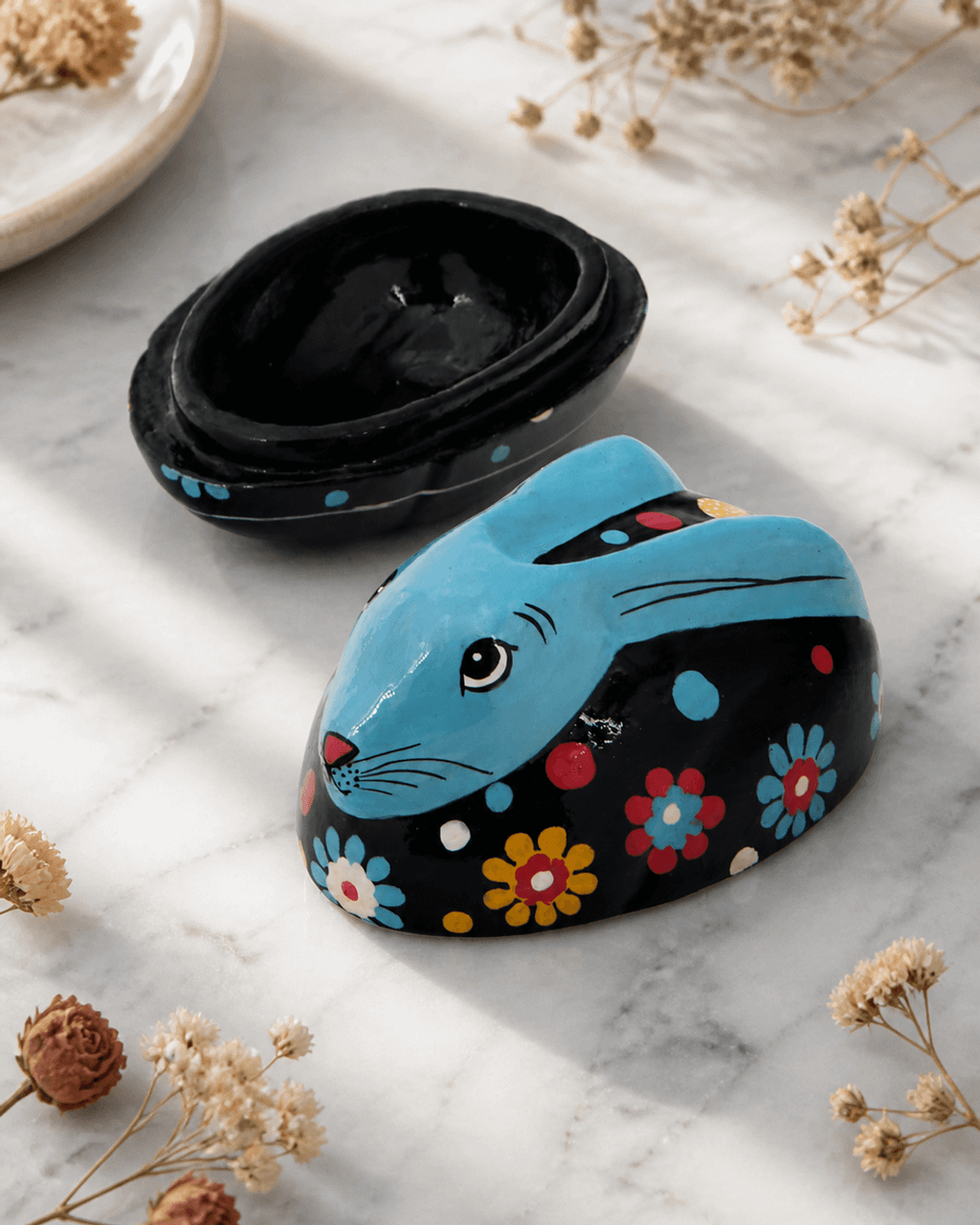 Fairtrade Blue Rabbit Trinket Box - Gift Boxes & Tins