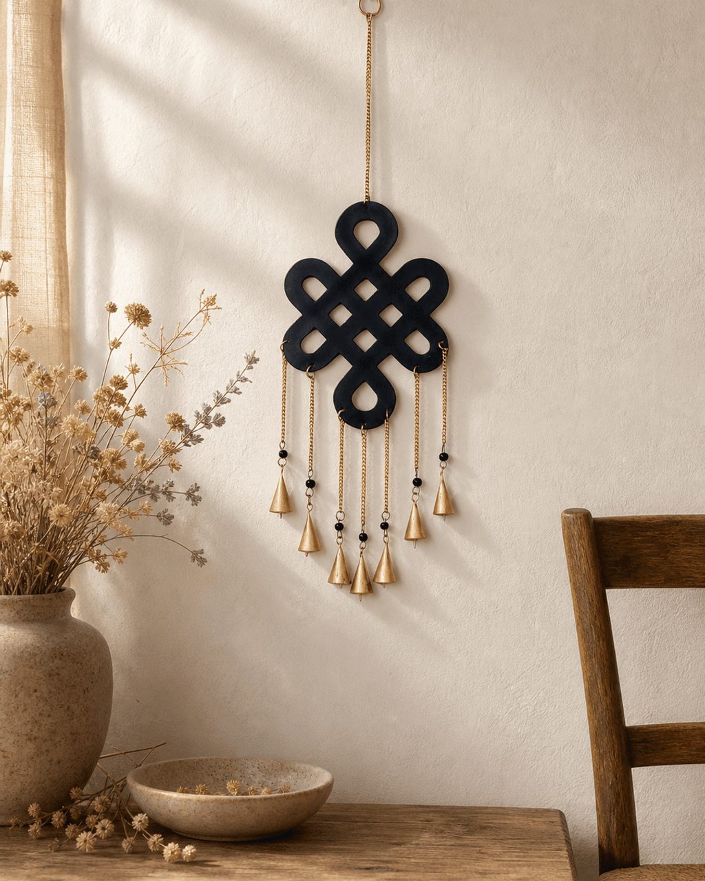Fairtrade Endless Knot Chime Metal Wall Hanging - Wind Chimes