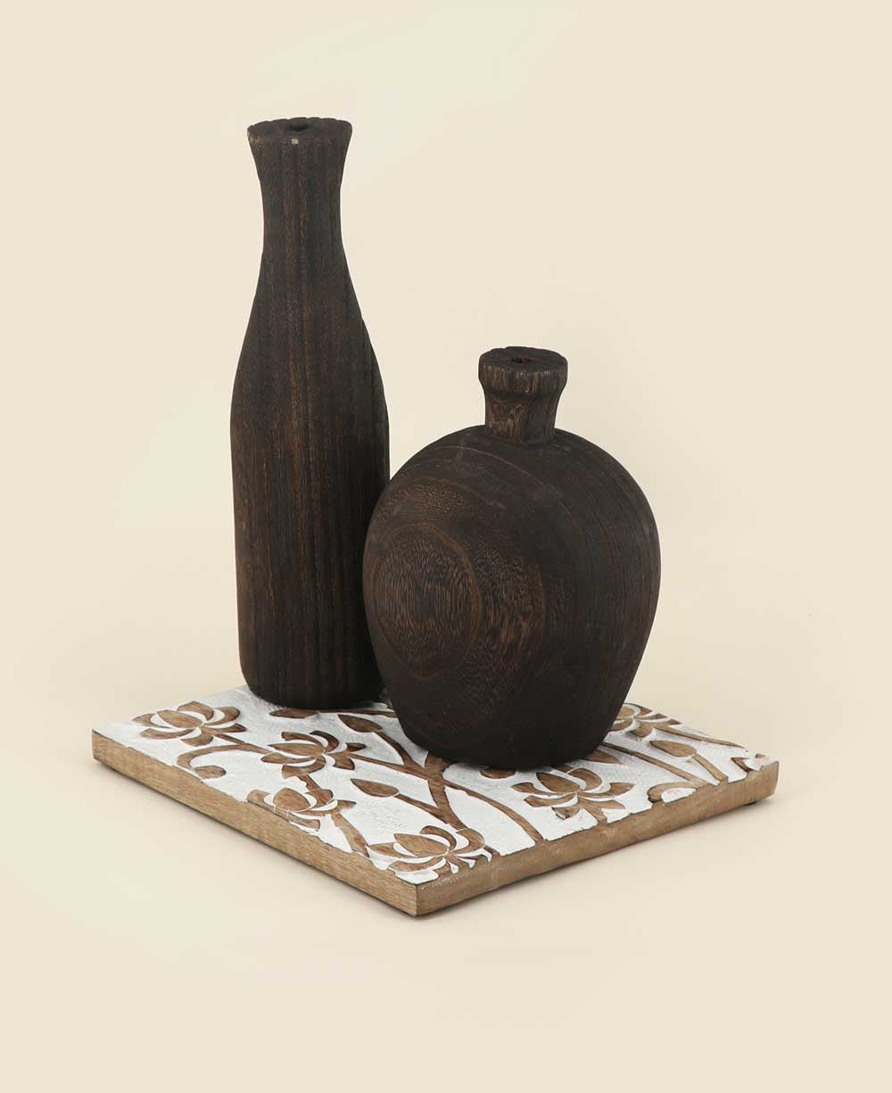 Fairtrade Hand Carved Lotus Wood Square Trivet - Trivets
