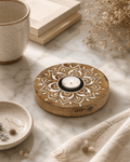 Fairtrade Hand Carved Wood Mandala Design Tea Light Holder - Candle Holders