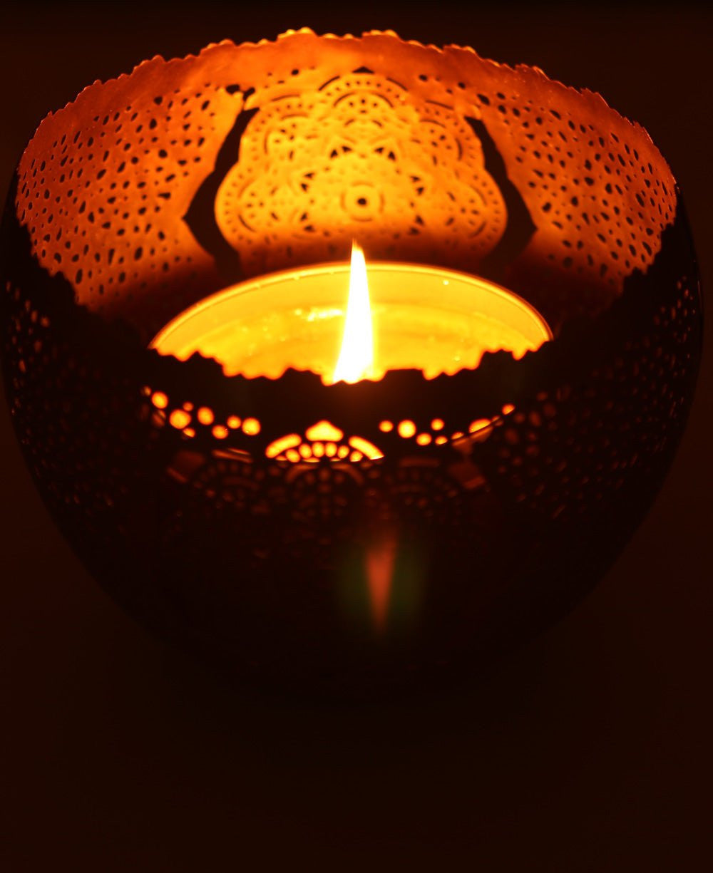 Fairtrade Mandala Design Decorative Bowl Votive Candle Lantern - Decorative Bowls