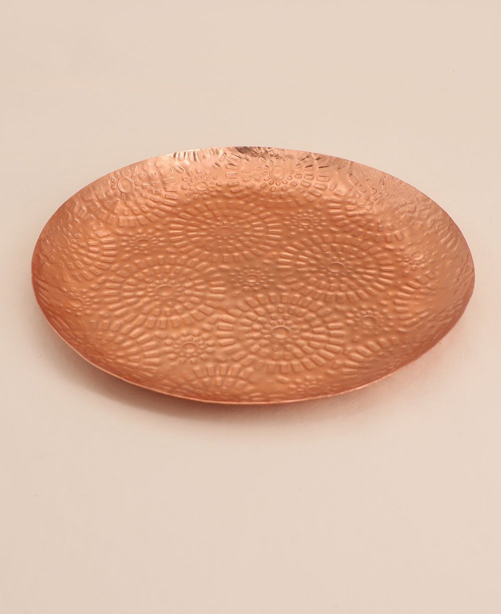 Fairtrade Mandala Design Recycled Metal Copper Tray - Decorative Trays