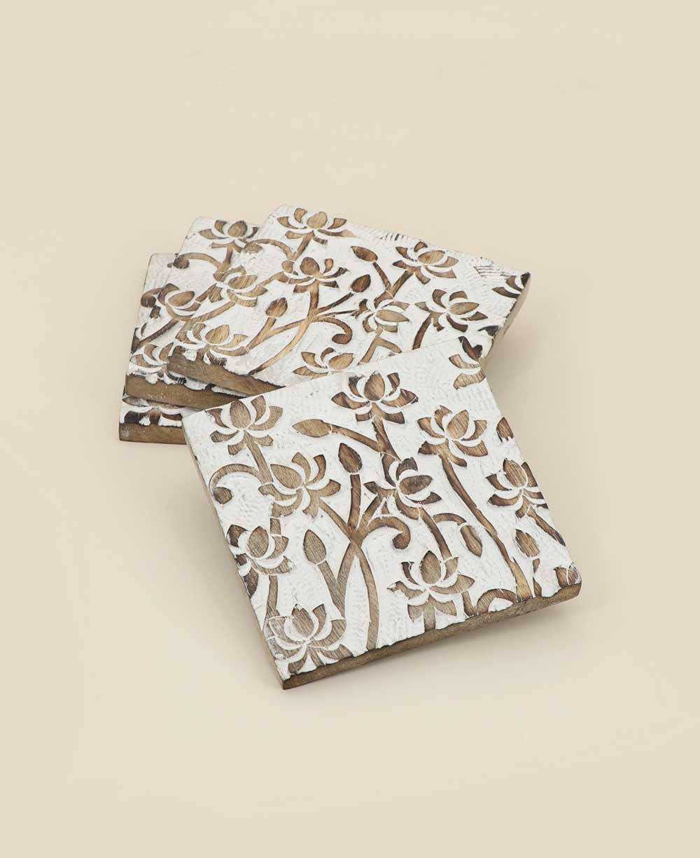 Fairtrade Set of 4 Lotus Wood Coasters - Coasters
