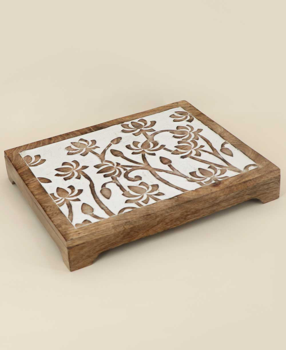 Fairtrade Sustainable Wood Lotus Risers And Statue Stands - Computer Risers & Stands Square
