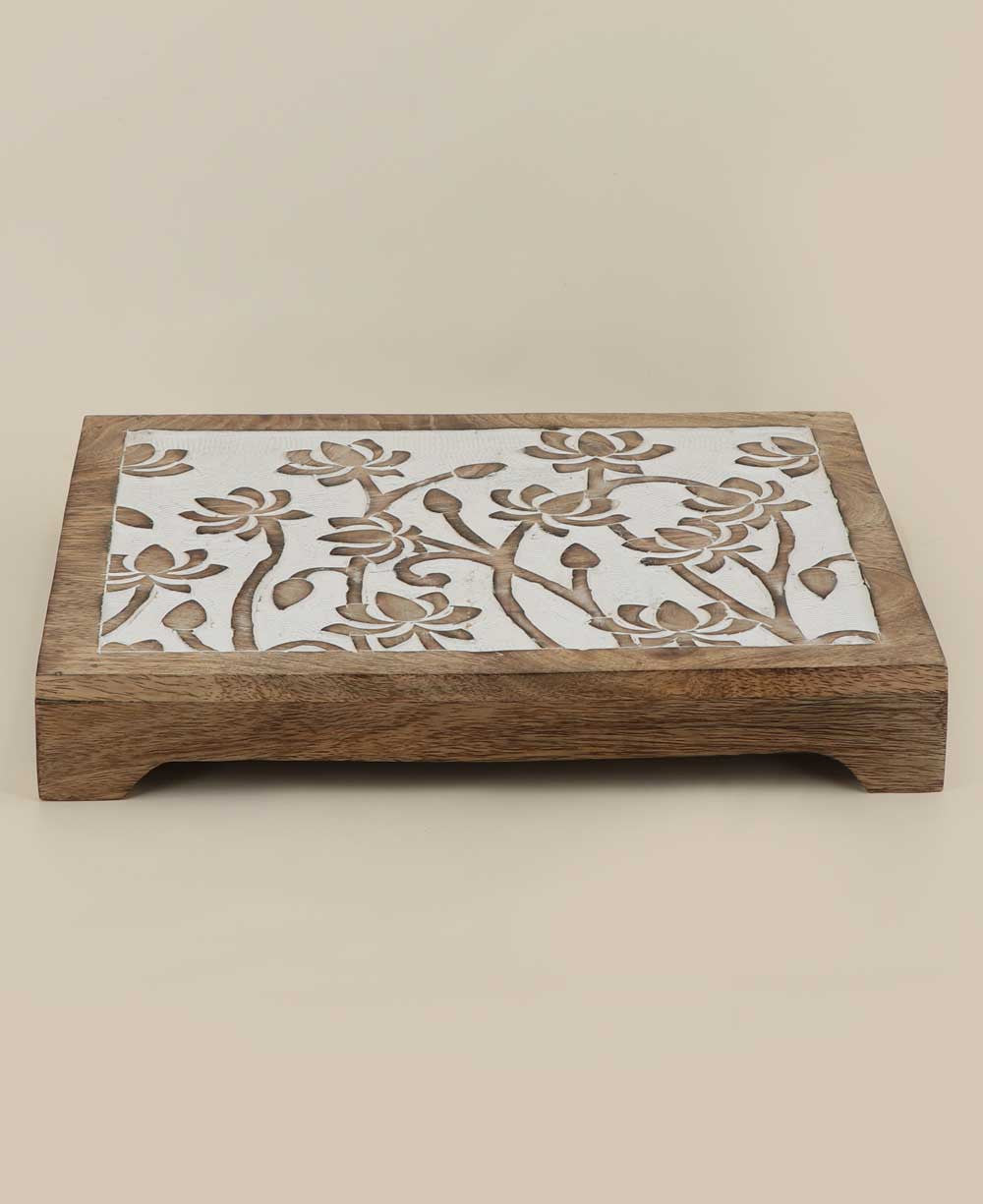 Fairtrade Sustainable Wood Lotus Risers And Statue Stands - Computer Risers & Stands Square