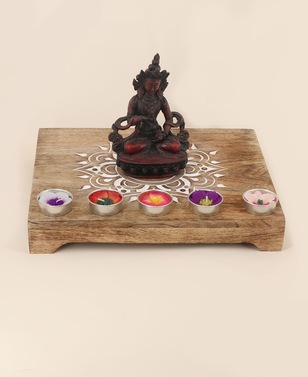 Fairtrade Sustainable Wood Mandala Risers And Statue Stands - Computer Risers & Stands Square