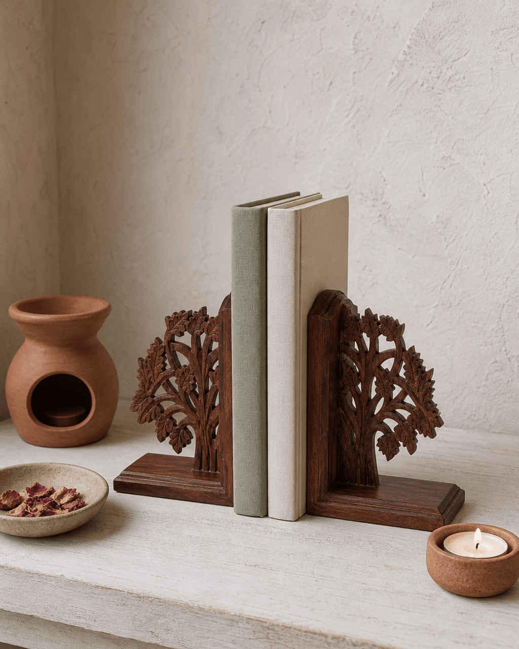Fairtrade Tree of Life Indian Rosewood Bookends, Handmade - Bookends