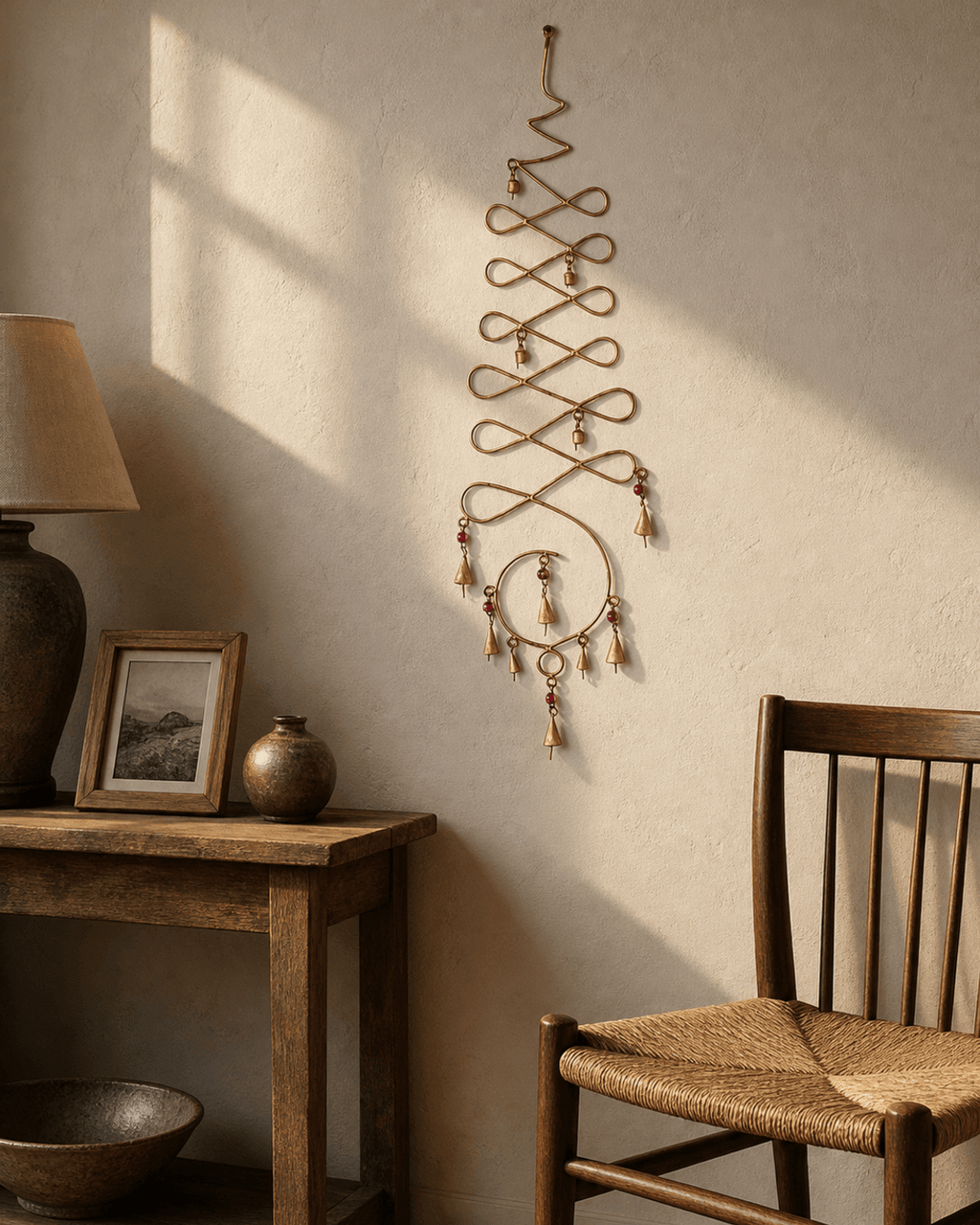Fairtrade Unalome Wall Hanging Chime, 33 Inches Tall - Wind Chimes