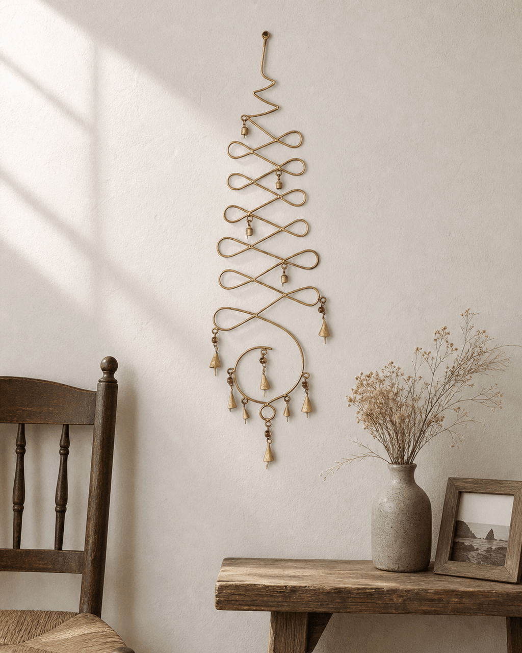 Fairtrade Unalome Wall Hanging Chime, 33 Inches Tall - Wind Chimes