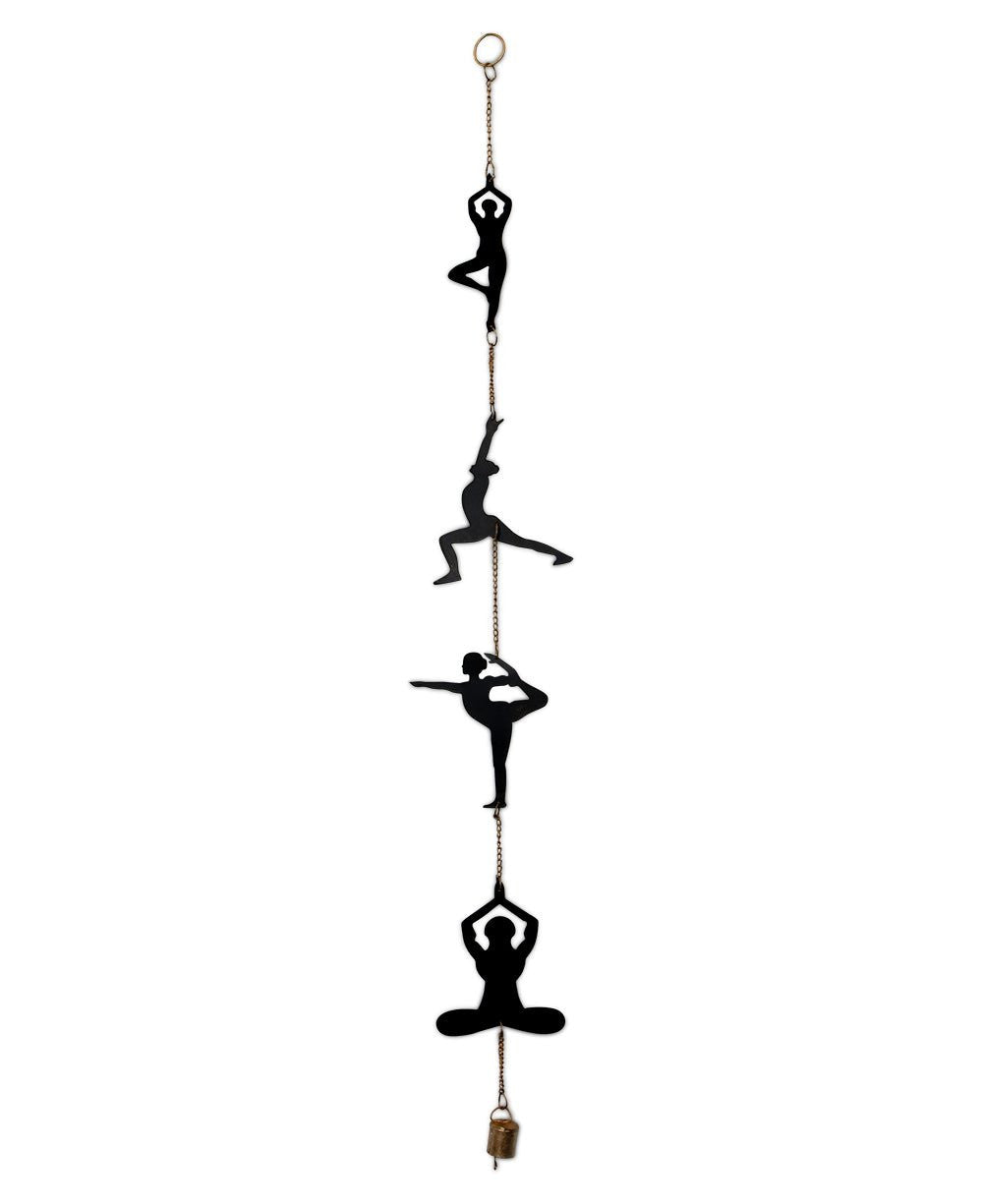 Fairtrade Yoga Pose Wall Hanging With Bell Chime - Decor