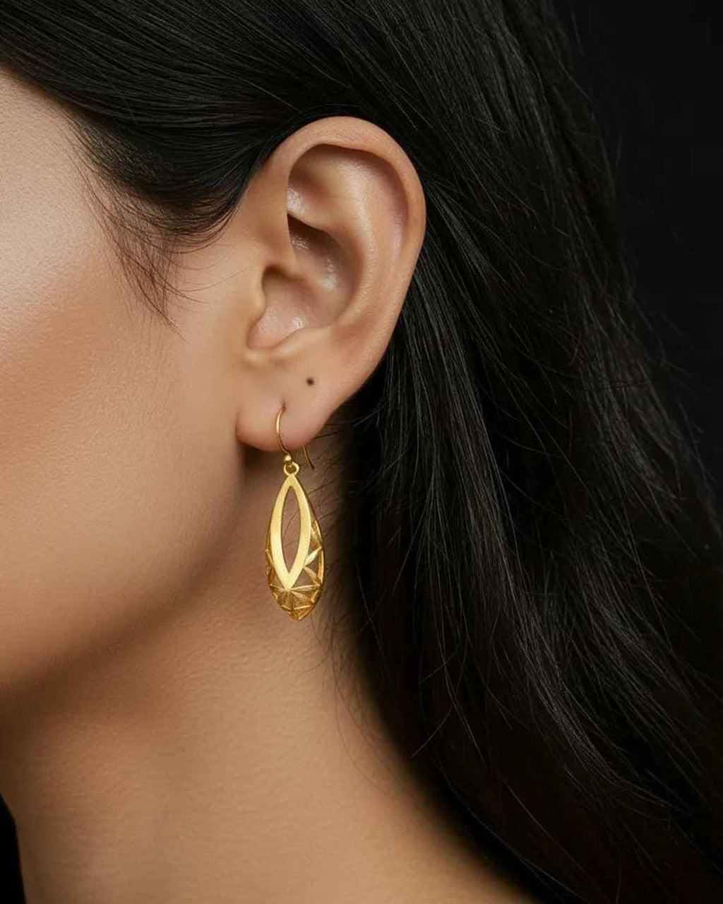 Flower of Life Teardrop Earrings — 18K Gold Plated Brass Sacred Geometry - Earrings