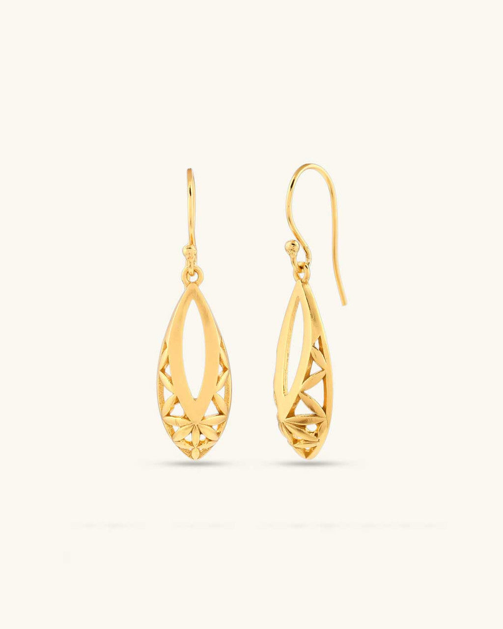 Flower of Life Teardrop Earrings — 18K Gold Plated Brass Sacred Geometry - Earrings