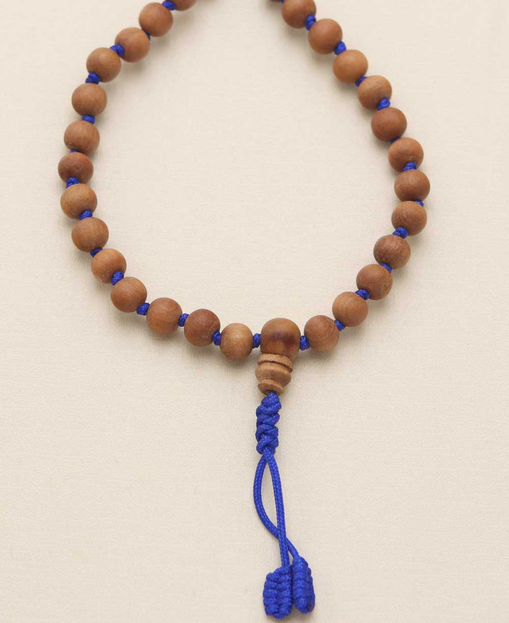 Fragrant Sandalwood Blue Knotted Meditation Mala - Prayer Beads