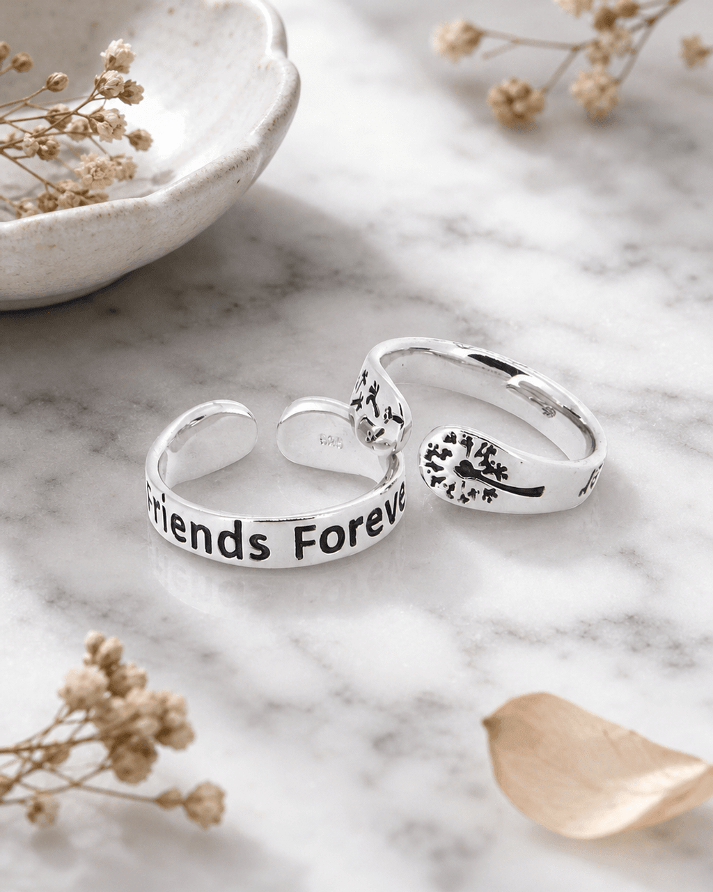Friends Forever Adjustable Sterling Silver Friendship Ring - Rings
