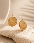 Full Moon Over Waves Gold - Plated Brass Drop Earrings — Ocean & Celestial Jewelry - Earrings