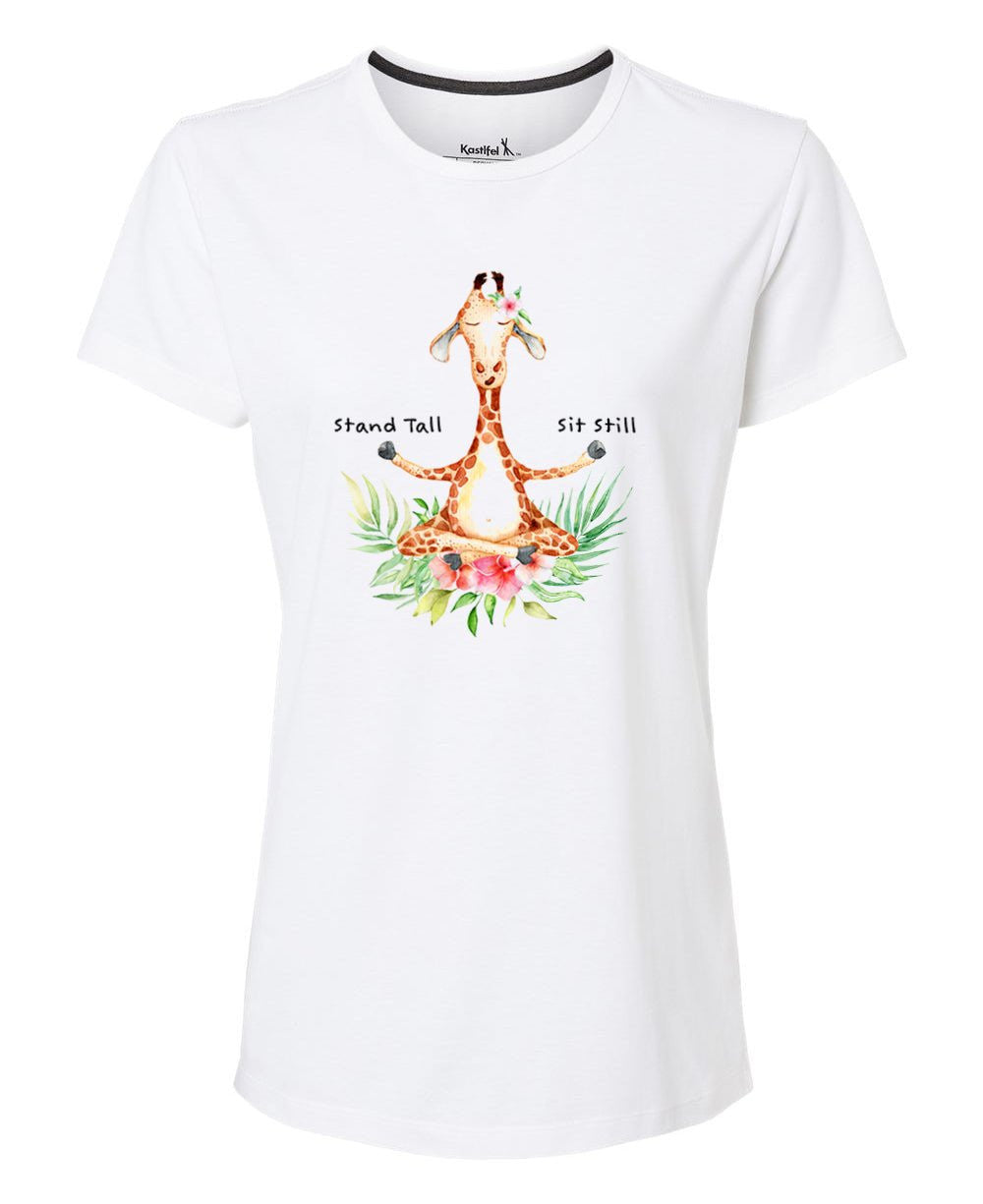 Giraffe Zen-sation Tee: The Stand Tall, Sit Still Women's Recycled T-Shirt - Shirts & Tops S