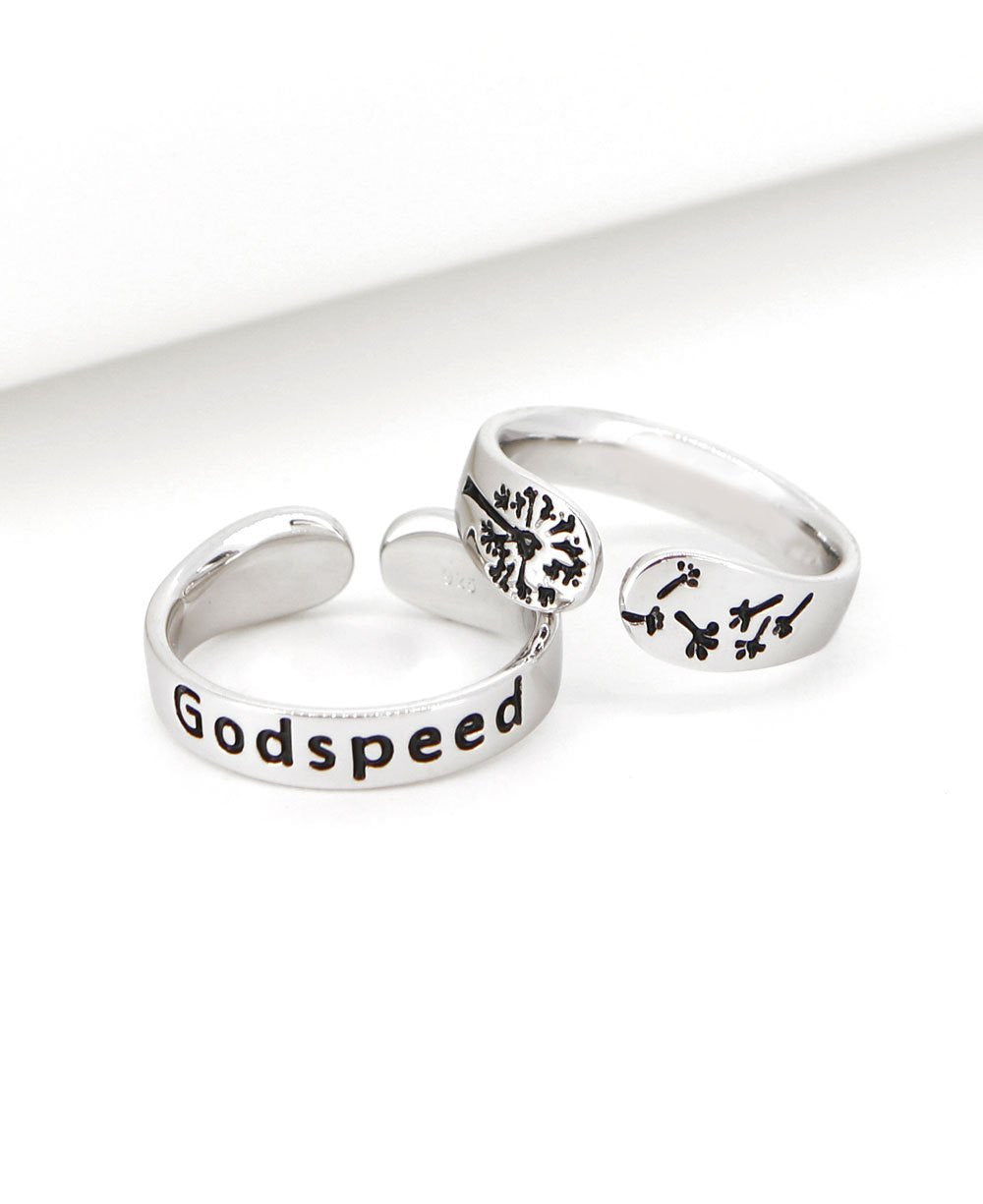 Godspeed Inspirational Adjustable Sterling Silver Ring - Rings