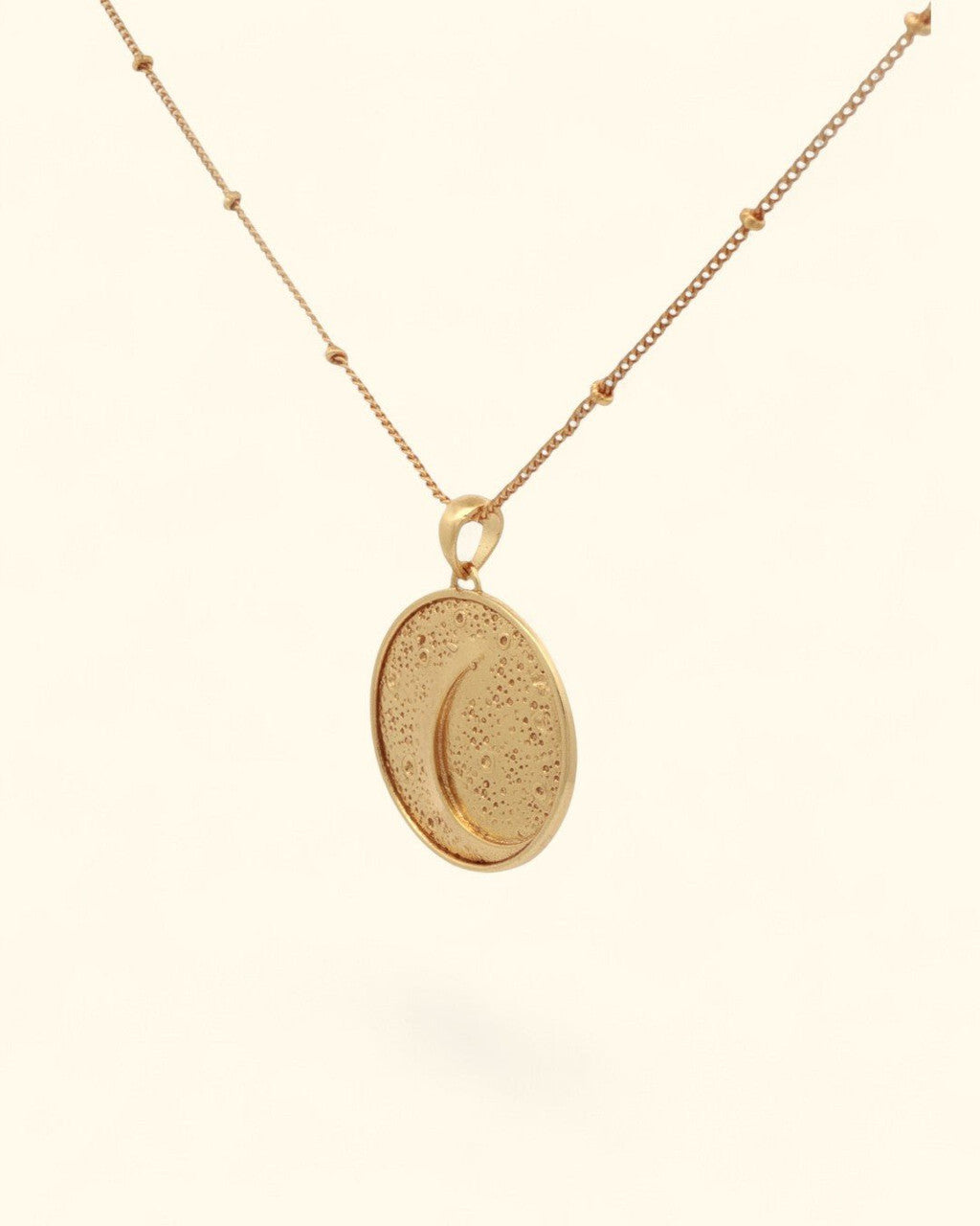 Gold - Plated Brass Moon Pendant Necklace with Engraved Affirmation - Necklace