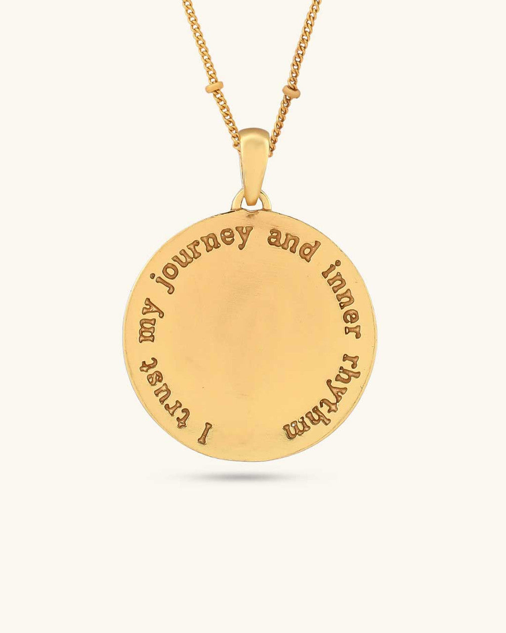 Gold - Plated Brass Moon Pendant Necklace with Engraved Affirmation - Necklace