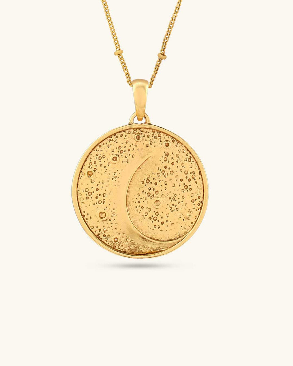 Gold - Plated Brass Moon Pendant Necklace with Engraved Affirmation - Necklace