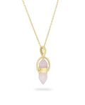 Gold Plated Brass Rose Quartz Point Necklace - Necklaces