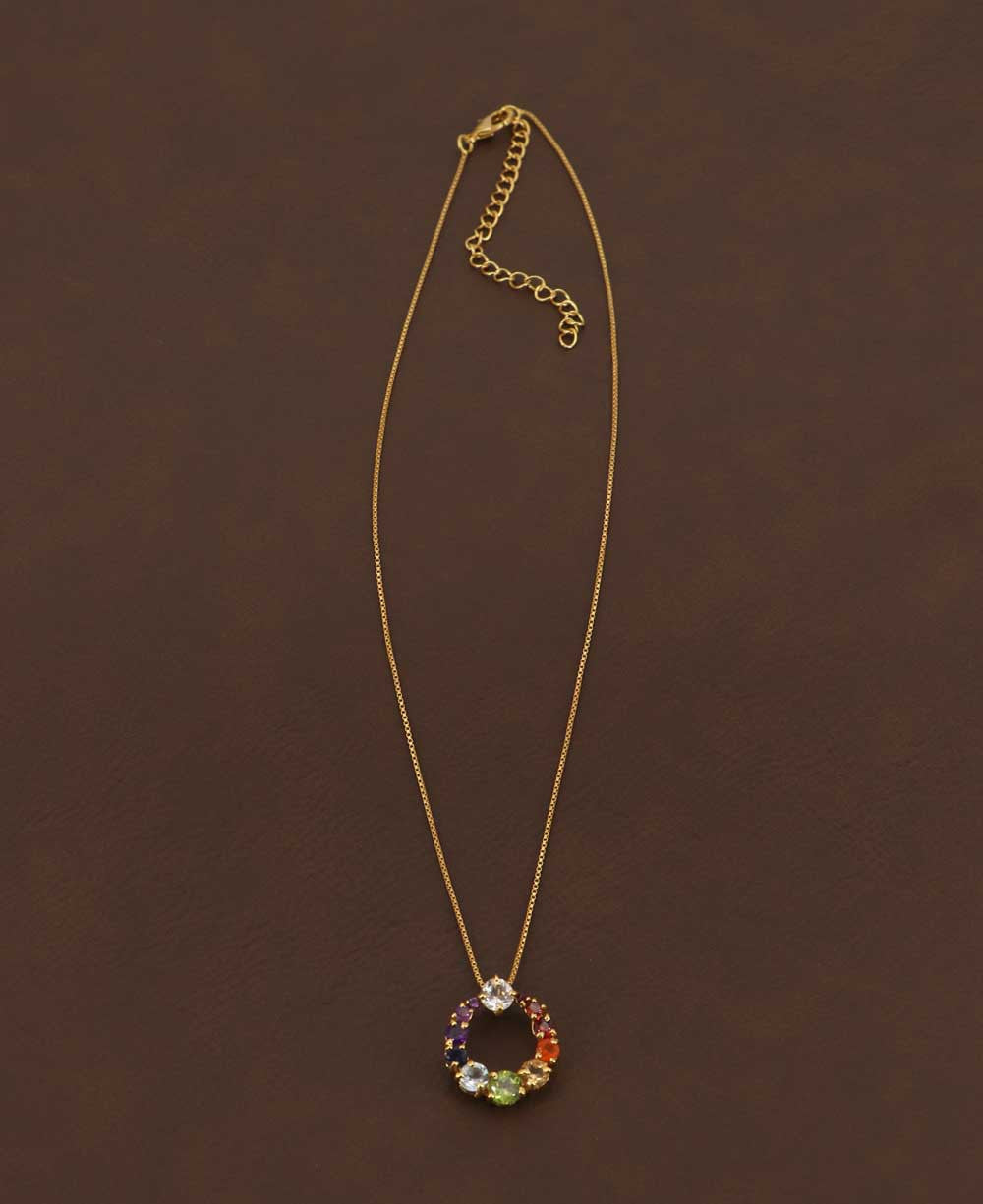 Gold Plated Chakra Circle Pendant Necklace - Necklaces