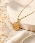 Gold - Plated Full Moon and Waves Necklace — Handcrafted Celestial Pendant - Necklace