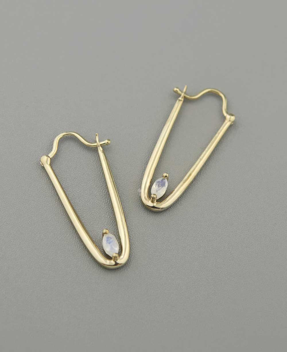 Gold Plated Moonstone Earrings - Earrings