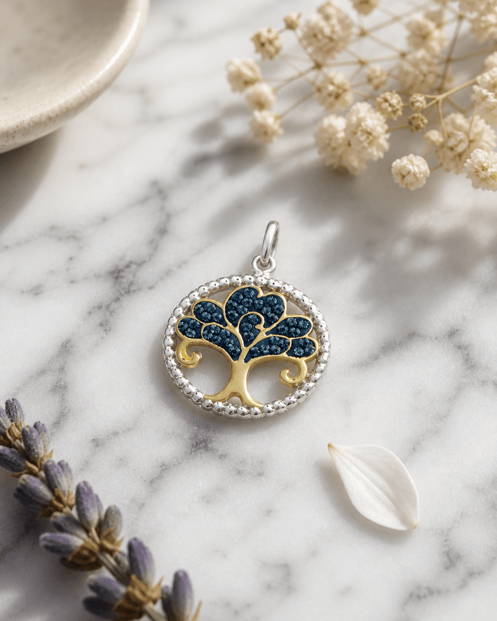 Gold Plated Tree of Life Pendant with Swarovski Crystals - Charms & Pendants