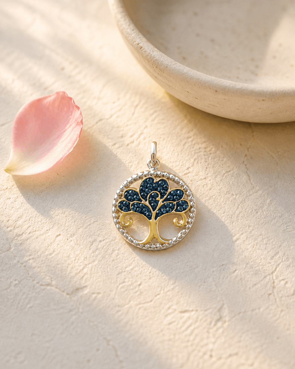 Gold Plated Tree of Life Pendant with Swarovski Crystals - Charms & Pendants