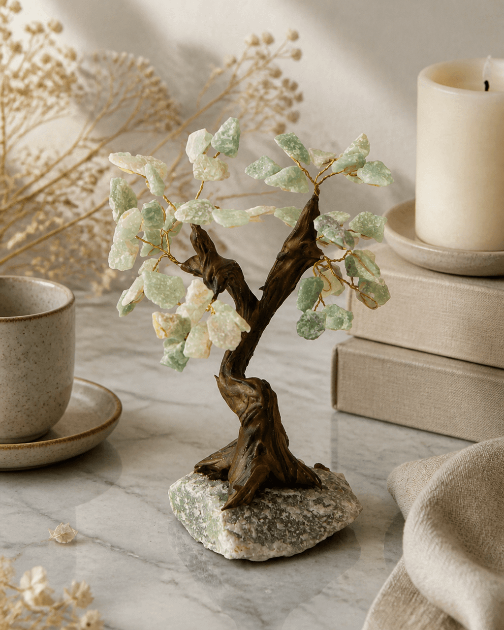 Green Calcite Gemstone Bonsai Tree - Home & Garden